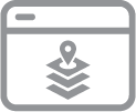 Graphic of a web browser with a GIS icon inside