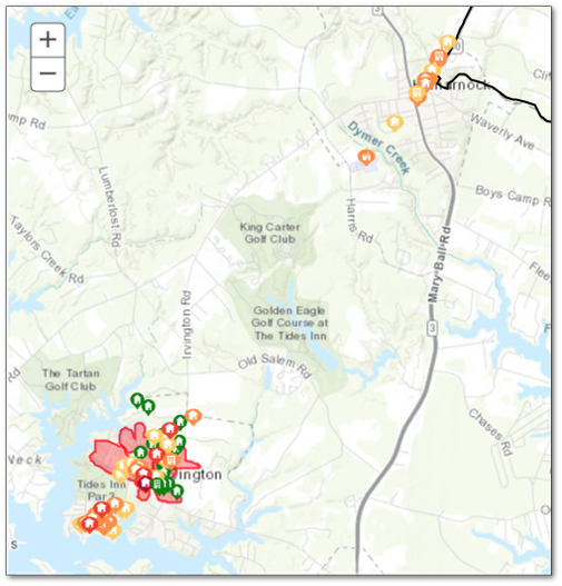 Map of Lancaster, Virginia GIS data