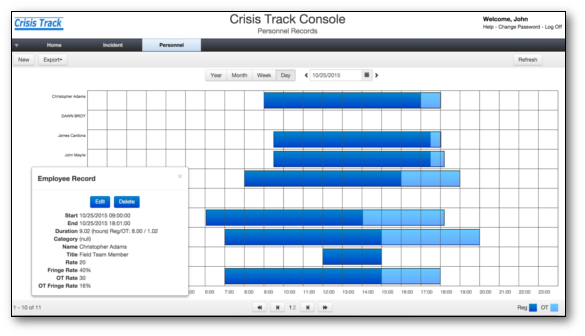 Picture of equipment resource tracking from Crisis Track